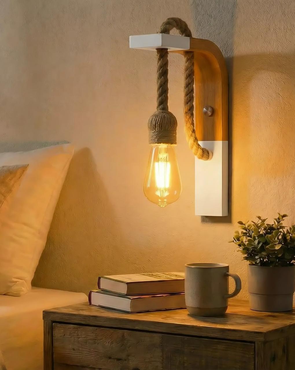 Handcrafted Wooden Wall Light